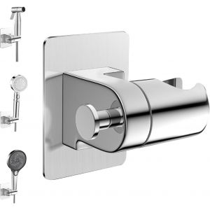 Support Pommeau de Douche Sans Per&ccedil;age, Support Douchette Mural R&eacute;glable 360&deg; avec Accessoires de Montage, Accroche Pommeau de Douche, Argent&eacute; - Neuf