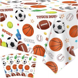 CAUC-Lot de 4 nappes de sport, d&eacute;corations de f&ecirc;te, th&egrave;me sport, anniversaire, f&ecirc;te, football, basket-ball, baseball, pour gar&ccedil;ons, toutes les &eacute;toiles, sport, th&egrave;me de f&ecirc;te, accessoires de f&ecirc;te, 132 - Neuf