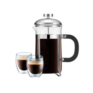 Cafeti&egrave;re &agrave; piston en verre de 1000 ml avec filtre en acier inoxydable - Neuf