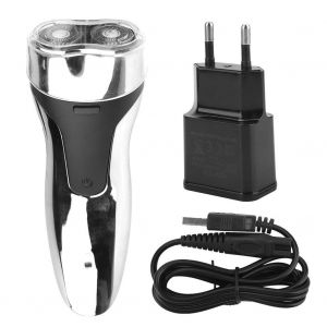Rasoir Electrique Rechargeable Pour Homme, Double Tete Flottante, Sans Fil, Argente - Neuf