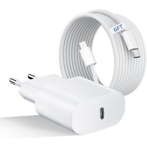 Chargeur Charge Rapide Pour Iphone 16/16 Pro/16 Pro Max/16 Plus/15/15Pro/15Pro Max/15 Plus/Pour Ipad Pro/Air, 30W Usb C,Adaptateur Secteur Avec Câble De 6Ft - Neuf