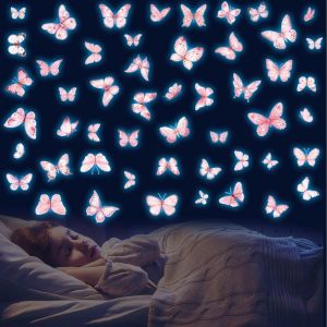 Eryi-Autocollants Phosphorescentes Papillon, Papillon Fluorescente Chambre Enfant, Papillon Points Fluorescente Autocollants Enfants Stickers Muraux Décoration Pour Enfants Fille Chambre - Neuf