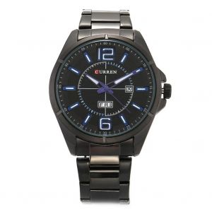 Montre D'affaires En Alliage Cadran Rond Affichage Analogique Montre-Bracelet &Agrave; Quartz Noir Et Bleu - Neuf