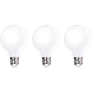 Edison E27 G80 (80mm) LED Filament Globe Verre Blanc Chaud 3000K 5W Verre Blanc laiteux Ampoules LED Économie d'énergie Ampoules LED Retro Edison Décoratif AC 220-240V,Non dimmable,Lot de 3 - Neuf