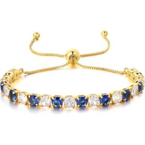 Bracelet Femme Argent Tennis Bracelet Couple Bleu Et Cristal Zircone Cubique Bijoux Personnalis&eacute;s Cadeau Femme Amiti&eacute; Anniversaire Femme - Neuf