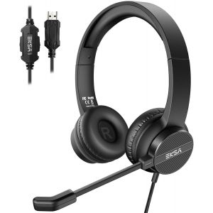 TIANYI-Casque Micro PC avec Bouton de Muet, Contr&ocirc;le du Volume, Id&eacute;al pour R&eacute;union, Visioconf&eacute;rence, T&eacute;l&eacute;travail, Bureau, Centre d'Appels, Skype, Zoom (USB) - Neuf