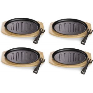 Subzonal-Po&ecirc;le &Agrave; Frire En Fonte Avec Bandes De Barbecue Et Planche De Service, Poign&eacute;e Amovible, D&eacute;j&agrave; Br&ucirc;l&eacute;e, Convient Pour Le Four, Le Barbecue Et L'induction, &Oslash; 26 X 16,7 Cm, 4 Pcs. - Neuf