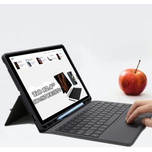 Étui Avec Clavier Pour Samsung Galaxy Tab S7 Fe/S8+/S7+ 12,4"" : Étui Clavier Qwertz Tout-En-Un Avec Support Et Rétroéclairage 7 Couleurs Et Porte-Stylo, Veille/Réveil Automatique - Neuf