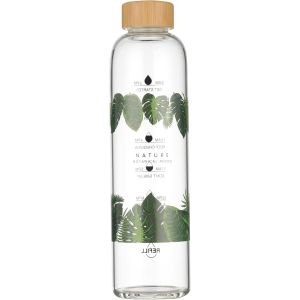Bouteille D'eau En Verre De 1 Litre Avec Manchon, Couvercle En Bambou, Bouteille Motivante Avec Marqueurs De Temps, Sans Bpa - Neuf