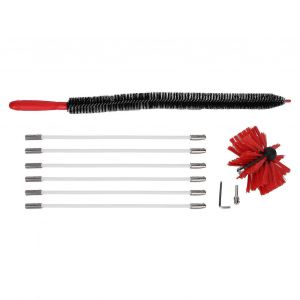 Brosse de cheminée Type de presse Nylon durable Doux Durable Brosse de nettoyage de paroi intérieure de petite taille (noir nouveau 410mmx 6 tige A pôle HEX) - Neuf