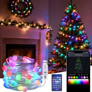 JGD-Guirlandes Lumineuses RGB 10M 66 LED, Lumineuse Extérieur Intérieur Étanche, USB Guirlande Led Chambre, Réagir à la Musique, Guirlande Led Chambre pour Balcon, Fête, Décoration (10M Balle) - Neuf