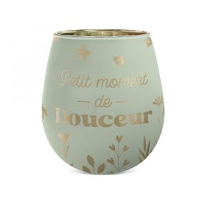 PHOTOPHORE VERRE PETIT MOMENT DE DOUCEUR 9X10CM - Neuf