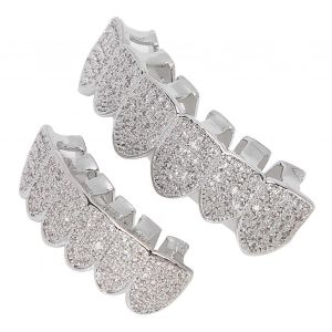 Coldplated Cuivre Dents Ensemble Bling Dents D&eacute;coration Pour Halloween Party Hip Hop (Argent) - Neuf