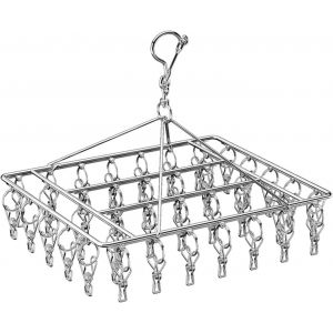 Kgabery-Lot De À Chaussettes Pliables Avec 40 Piquets,Cintres En Métal Avec Clips,Cintres Pour Sous-Vêtements,Accessoires Pour Corde À Linge,Séchoir À Linge En Acier Inoxydable Avec - Neuf