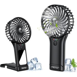 KALANKA-Ventilateur Portable à Main, Ventilateur Silencieux Mini Portable Rechargeable par USB, Ventilateur de Poche Personnel avec Miroir, Ventilateur de Bureau à Piles à 4 Vitesses pour Bureau et V - Neuf
