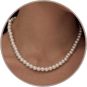 Kal-Collier Ras Du Cou En Perles Blanches Pour Femme,Collier De Perles D'imitation Élégant, Style Classique Et Intemporel, Accessoire Pour Mariage, Fiançailles, Soirée,Bijoux Vintage Perles Blanches( - Neuf