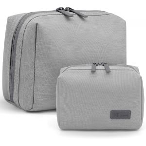 MAA-Lot de 2 Trousse de Toilette Femme Trousse de Toilette Voyage Trousse Maquillage Imperm¿¿able Portable Trousse Cosm¿¿tiques ¿¿ Glissi¿¿re Grande Petite Capacit¿¿ Trousse Maquillage Femme (Gris) - Neuf