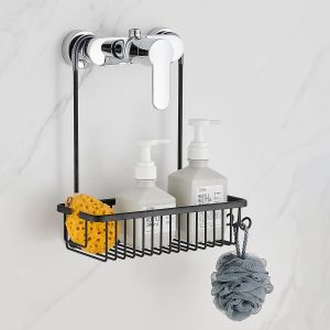 Etagère de Douche a Suspendre,Porte Savon Etagere Douche Sans Percage en Aluminium Rangement Douche,29 x 12 x 37cm,Noir - Neuf