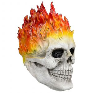 Halloween Ghost Rider Rouge Et Bleu Flamme Crâne Masque Horreur Fantôme Plein Visage Latex Cosplay Costume Props - Neuf