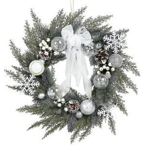 Lumineux guirlande de No&euml;l pour la porte avant, aliment&eacute; par batterie, couronne de fleurs, d&eacute;coration de No&euml;l pour l'int&eacute;rieur et l'ext&eacute;rieur des fen&ecirc;tres, des murs, garage de No&euml;l decoratio - Neuf