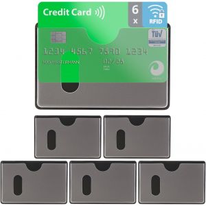 KALANKA-RFID Protection Carte bancaire - 6 pièces - certifié - Insertion Horizontale - etuis Anti RFID - Plastique - Transparent - RFID Protection pour Carte Bleu et Carte sans Contact - Neuf