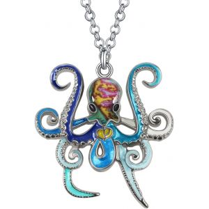 Kal-Collier Pieuvre En Émail Chaîne Pendentif En Alliage De Zinc Bijoux Pieuvre Cadeaux Pour Femmes Filles - Neuf