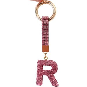 KAL-Porte Clef Lettres Pour Femmes Et Filles, Porte-Clés Rose, Accessoires Brillants Pour Clés/Clés De Voiture/Sacs À Dos Et Sacs À Main, Cadeaux Pour Femmes - Neuf