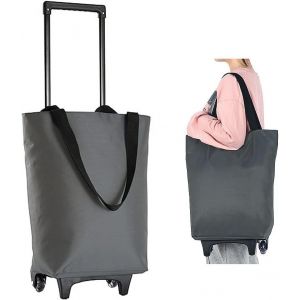 SJZG-17L Sac De Courses À Roulettes Pliable - Petit Chariot De Courses À Roues Zippé Imperméable Télescopique Réutilisable Poids Léger Panier De Courses Pour Supermarché Marché, Aîné Femme - Neuf