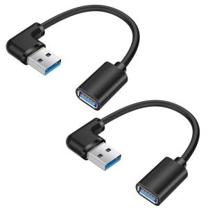 KALANKA-90 degr&eacute;s USB 3.0 c&acirc;ble d'extension 2 paquets de 0,5 pieds / 15 cm USB Type A-Stecker &agrave; prise 5Gbps Transfert de donn&eacute;es Adaptateur adaptateur c&acirc;ble (Angle gauche) - Neuf