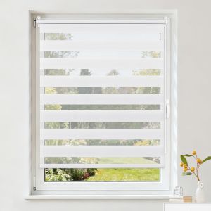 Kalanka-Store Enrouleur Jour Nuit Sans Per&ccedil;age, Rideau Translucide & Occultant, Fixation Facile Par Clips Pour Fen&ecirc;tre Ou Porte, Blanc, 40l X 150l Cm (Largeur Du Tissu 40 Cm) - Neuf