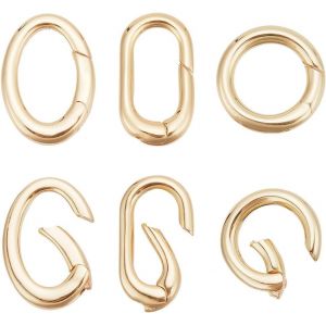 Ershi-6 Pcs 3 Styles Véritable Fermoir Ovale Plaqué Or 18k Fermoirs À Ressort, Anneaux De Porte À Ressort En Métal En Laiton Pour [1 - Neuf