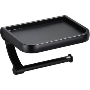 Support de papier toilette mural,peut mettre un t&eacute;l&eacute;phone portable,un parfum,un support de papier toilette en aluminium de l'espace,simple et beau,l&eacute;ger et durable,noir - Neuf