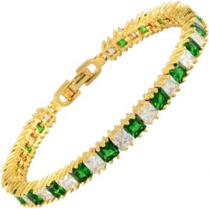 Kalsw-Bracelet Tennis Tennis Plaqué Or Jaune Cz Princesse Cz 18k,7 - Neuf