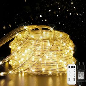 JGD-LED Tube Lumineux, 20M 200 LED Guirlande Lumineuse Tube avec Minuterie 8 Modes et Luminosit&eacute; Intensit&eacute; Variable Tuyau de Int&eacute;rieures et Ext&eacute;rieures, D&eacute;coration F&ecirc;te,Mariage,No&euml;l - Neuf