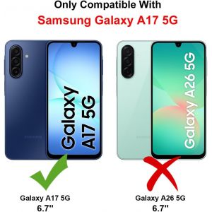 AEFJ-Coque pour Samsung Galaxy A17 5G/4G avec 1 Pi&egrave;ces Protection &Eacute;cran en Verre Tremp&eacute;, Couleur Combinaison PU Cuir Flip Portefeuille Housse &Eacute;tui pour Samsung Galaxy A17 5G/4G - Violet - Neuf