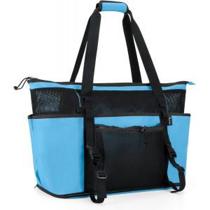 Xxl Sac De Plage Avec Fond Zippé, Sac Cabas Plage Sac De Piscine Femmes Pour Voyage And Sport, Bleu[X1517] - Neuf
