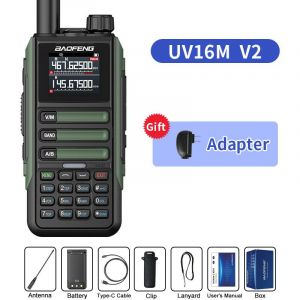 BaoFeng UV16M V2 talkie-walkie multi-bande AM étanche haute puissance longue portée bidirectionnelle NOAA Radio amateur Portable UV-5RH mise à jour UV16 - Type Green-EURO - Neuf