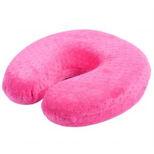 Oreiller en velours en forme de U, coussin de voyage en mousse a memoire de forme, coussin cervical, repose-nuque, rose rouge - Neuf