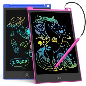 ERYI-Lot De 2 Tablettes D'Écriture Lcd De 25,4 Cm, Tableau À Gribouiller Coloré Pour Enfants, Bloc De Dessin Effaçable Et Réutilisable, Outil D'Apprentissage Pour Garçons Et Filles De 3 À 6 An (Bleu+ - Neuf