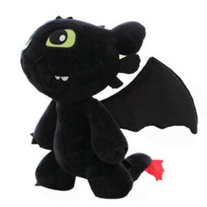 Poupée Krokmou Dragon 2 - 40 cm (hauteur) - Dragon volant, Animal - Peluche, Noir - Neuf