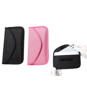 Lot de 2 pochettes anti-RFID pour t&eacute;l&eacute;phones, cl&eacute;s de voiture et cartes bancaires &iquest; Noir et rose - Neuf