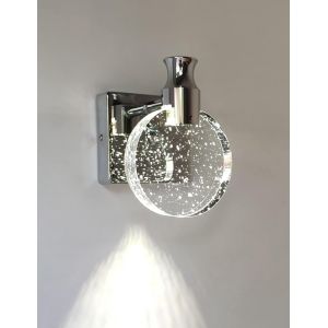 Subzonal-Applique Murale Cristal Ronde Argent, Lampe Murale Led Cristal Vintage, Applique Art Deco Pour Salon, Chambre, Chevet, Escalier (Petit) - Neuf