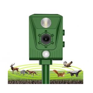 Nouveau r&eacute;pulsif pour chats et oiseaux, r&eacute;pulsif solaire &agrave; ultrasons, repousse les animaux (chats, rats, chiens, oiseaux, renards, etc.), r&eacute;pulsif ext&eacute;rieur avec LED clignotantes. - Neuf