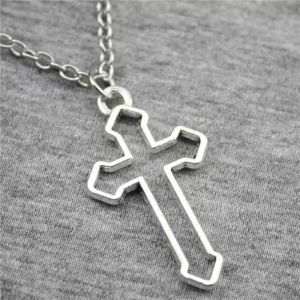 Collier Avec Pendentif Croix Chrétienne Style Gothique, Bijou Religieux Chrétien, Bijou Croix Argent, Bijou Antique - Neuf