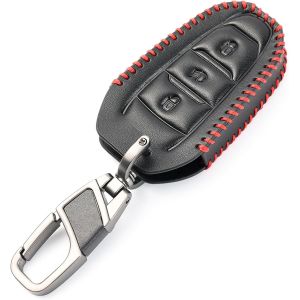 Étui de Clé de Voiture pour Peug-eot Citroën avec Pendentif en Alliage de Zinc,Étui de Protection en Cuir PU Noir pour Peug-eot 208 3008 5008 2008 DS5 DS6 DS3 Citroën C5 X7 - Neuf