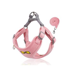 Harnais Pour Chien Rose Brod&eacute; &Eacute;l&eacute;gant Avec Laisse - Confortable Et S&ucirc;r - Taille Moyenne Pour Les Promenades Et Les Aventures Quotidiennes - Neuf
