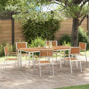 Set de repas de jardin 7 pi&egrave;ces en bois massif Teck vidaXL - Neuf