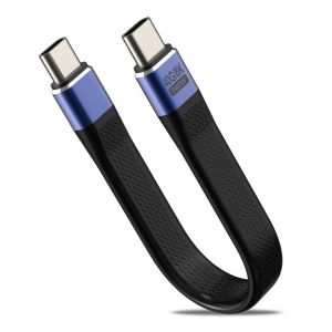 JGD-240W USB C Vers USB C Connecteur Coud&eacute; 90 Degr&eacute;s PD Charge Rapide C&acirc;ble Court, 40Gbps Type C C&acirc;ble Plat Flexible Donn&eacute;es 48V5A/8K@60Hz pour Phone/Laptop/Tablet (Droit) - Neuf