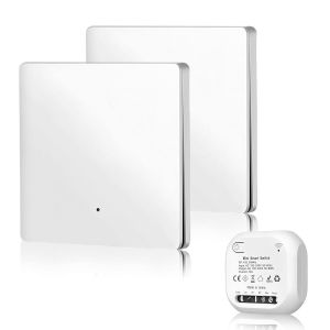 Interrupteur Sans Fil,2 Pièces Interrupteur D'Éclairage,Interrupteur Mural Sans Fil 10 A 230 V Avec Récepteur,Interrupteur Va Et Vient Sans Fil,Interrupteur Radio Pour Salle De Bain,Chambre - Neuf