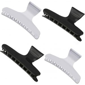 4 X Butterfly Hair Clips, 8 Cm Hair Clips, Butterfly Hair Clips For Hairdressers, Hairdressing Accessories For Women And Girls, Butterfly Hair Clip (Black And White) - Neuf